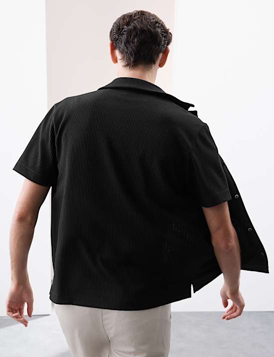 Chemise en ottoman &agrave; col cubain et revers