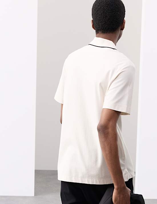 Ριγέ μπλούζα πόλο με γιακά και υψηλή περιεκτικότητα σε βαμβάκι