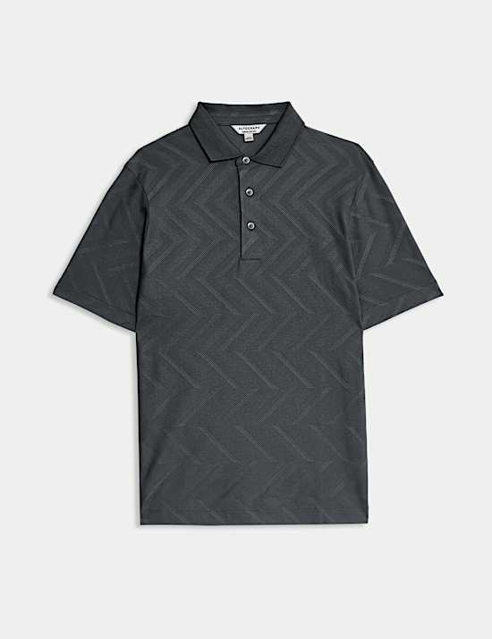 Pure Cotton Geometric Print Polo Shirt