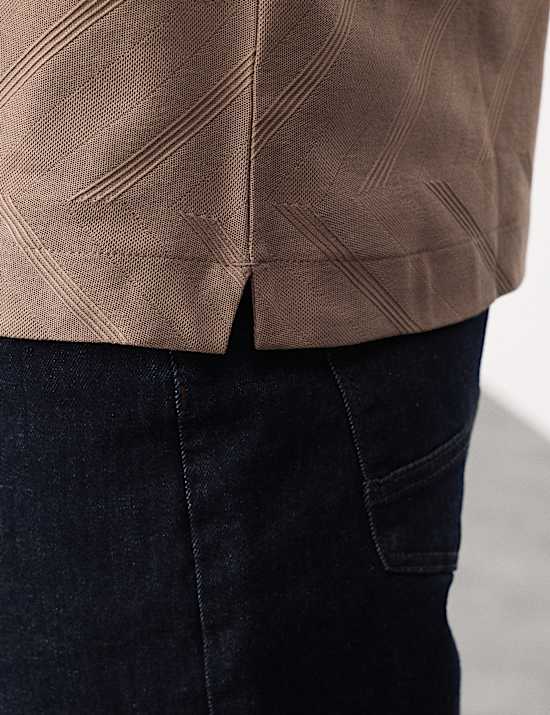 Pure Cotton Geometric Print Polo Shirt