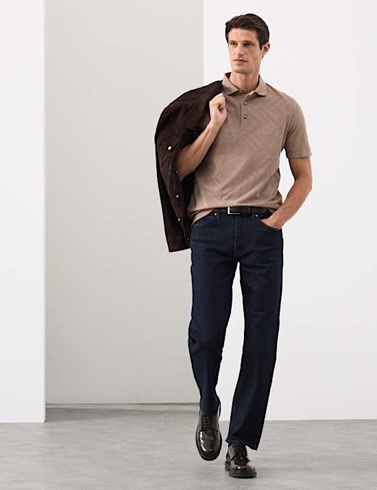 Pure Cotton Geometric Print Polo Shirt