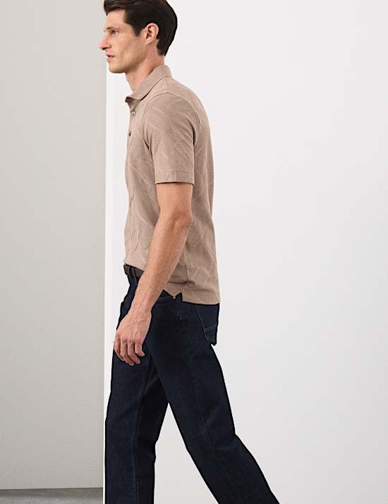 Pure Cotton Geometric Print Polo Shirt