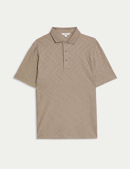 Pure Cotton Geometric Print Polo Shirt
