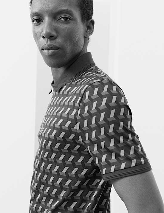 Poloshirt van zuiver Supima®-katoen met geomotief