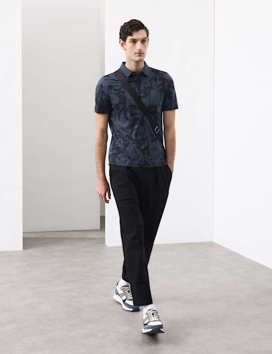 Pure Cotton Floral Print Polo Shirt