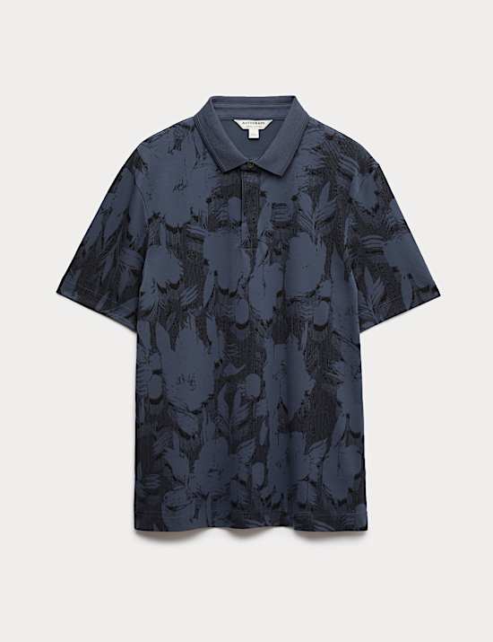 Pure Cotton Floral Print Polo Shirt