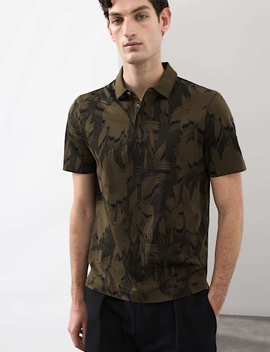 Pure Cotton Floral Print Polo Shirt