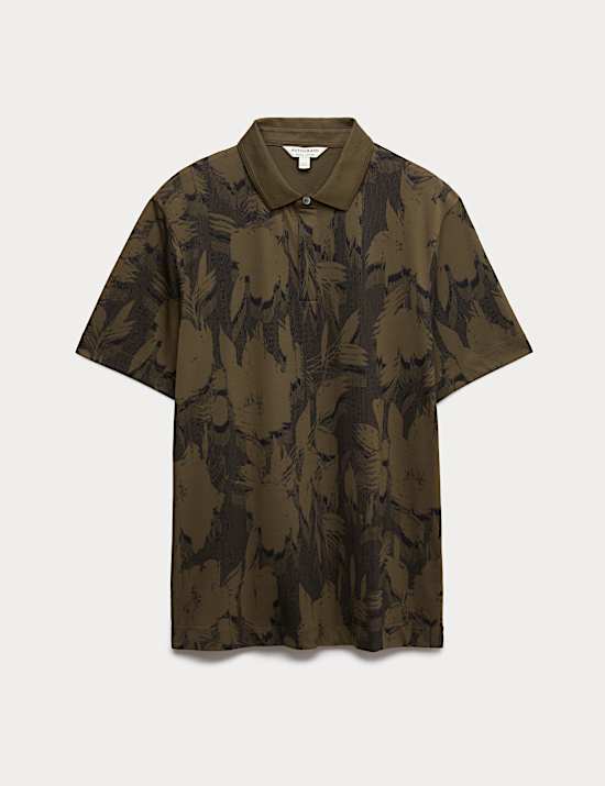 Pure Cotton Floral Print Polo Shirt