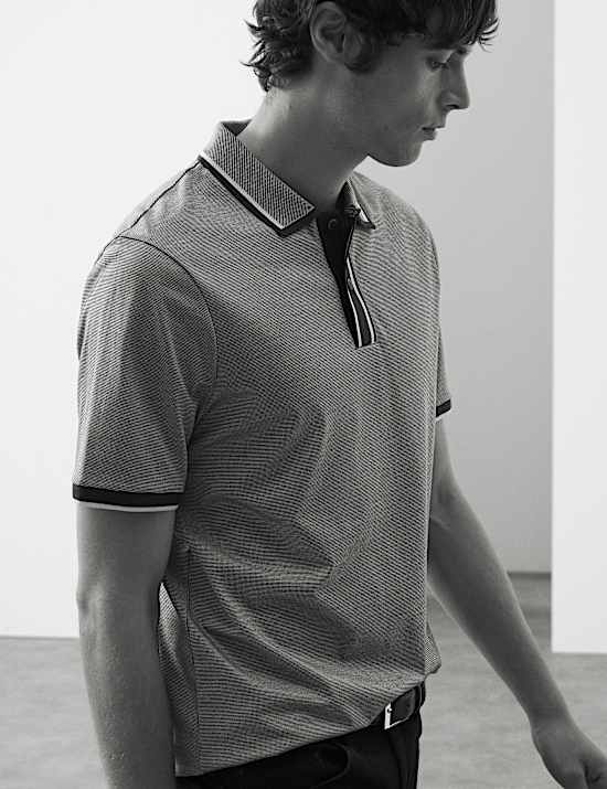 Pure Cotton Jacquard Polo Shirt