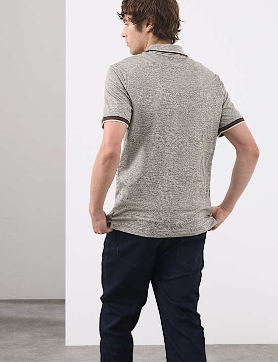 Pure Cotton Jacquard Polo Shirt