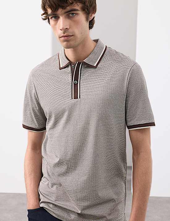 Pure Cotton Jacquard Polo Shirt