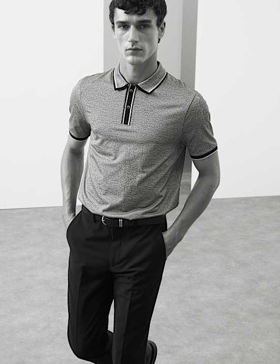 Zuiver katoenen poloshirt met ingeweven motief