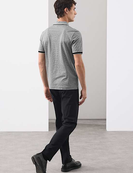 Zuiver katoenen poloshirt met ingeweven motief