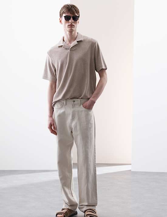 Cotton Rich Towelling Revere Polo Shirt