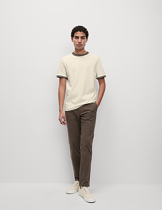 T-shirt 100 % coton &agrave; bordures contrast&eacute;es