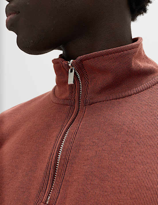 Cotton Rich Double Knit Half Zip Sweatshirt
