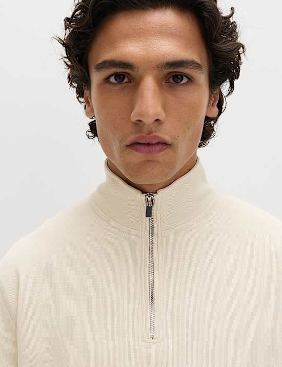 Cotton Rich Double Knit Half Zip Sweatshirt