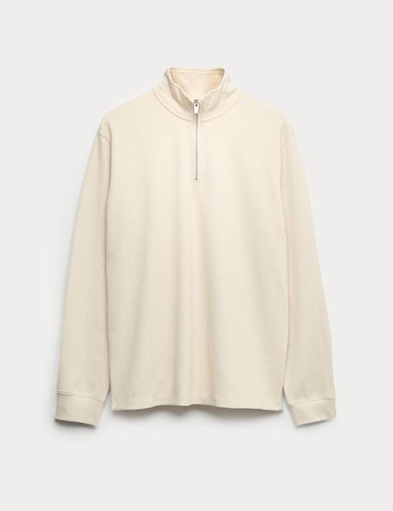 Cotton Rich Double Knit Half Zip Sweatshirt