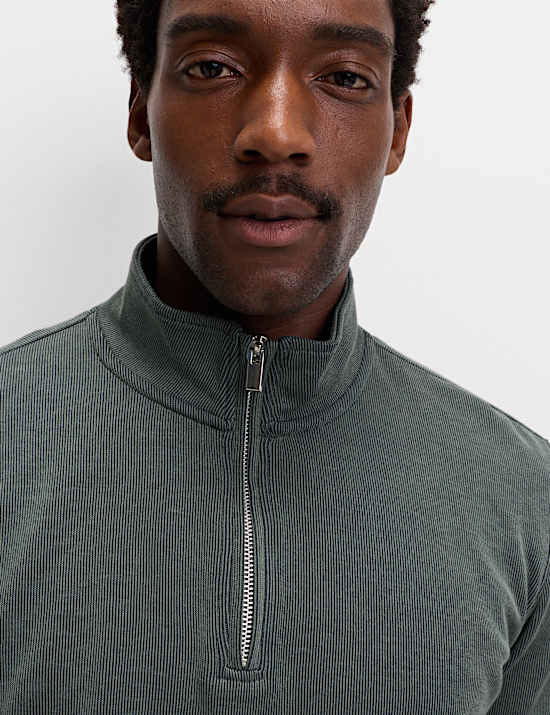 Cotton Rich Double Knit Half Zip Sweatshirt