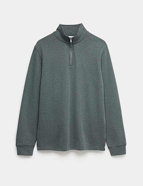 Cotton Rich Double Knit Half Zip Sweatshirt