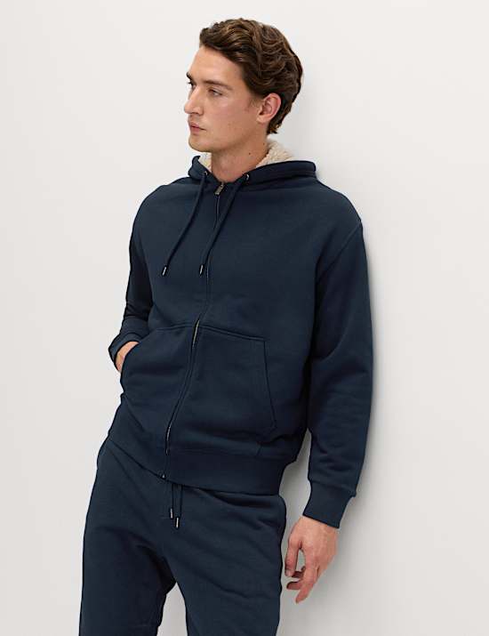 Fleece-Hoodie mit hohem Baumwollanteil und Futter