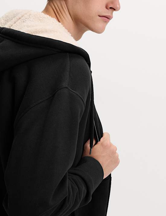 Sweat en coton à capuche avec doublure en polaire