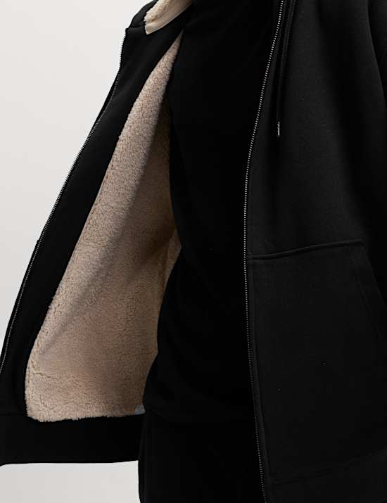 Sweat en coton à capuche avec doublure en polaire