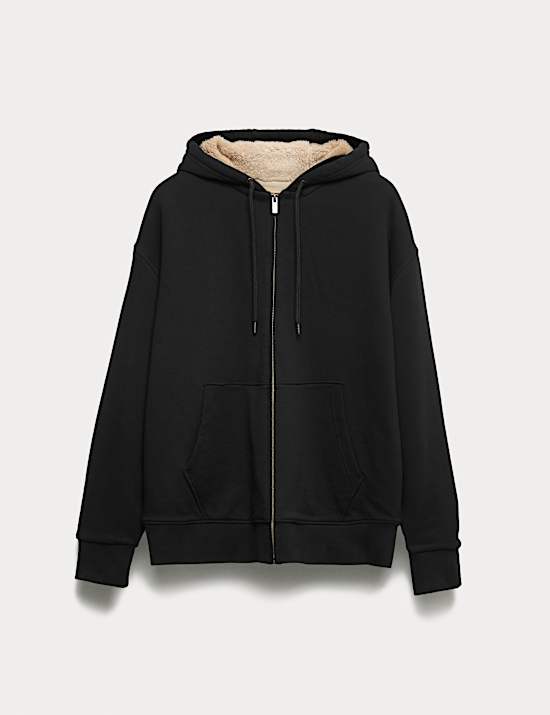 Sweat en coton à capuche avec doublure en polaire