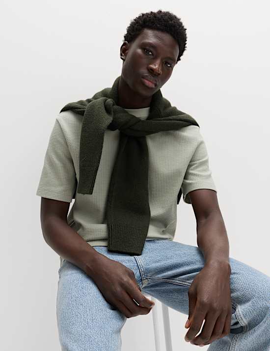 Relaxed Pure Cotton Waffle T-Shirt