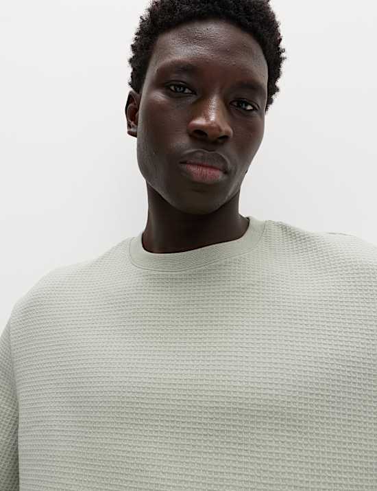 Relaxed Pure Cotton Waffle T-Shirt