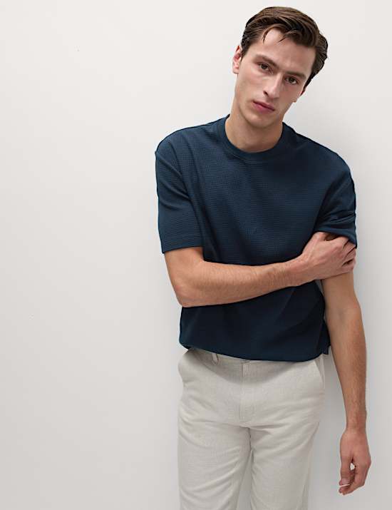 Relaxed Pure Cotton Waffle T-Shirt