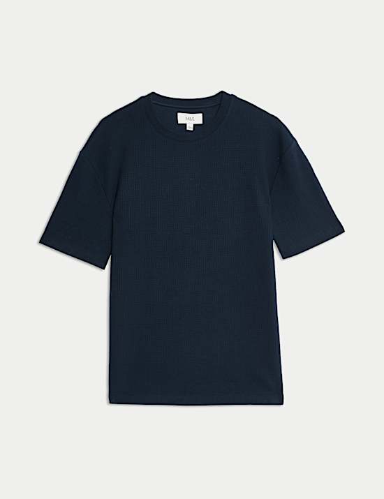 Relaxed Pure Cotton Waffle T-Shirt
