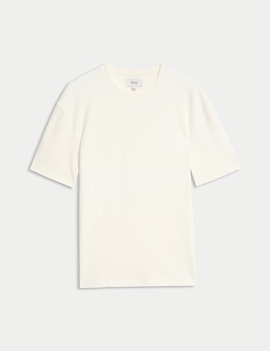 Relaxed Pure Cotton Waffle T-Shirt