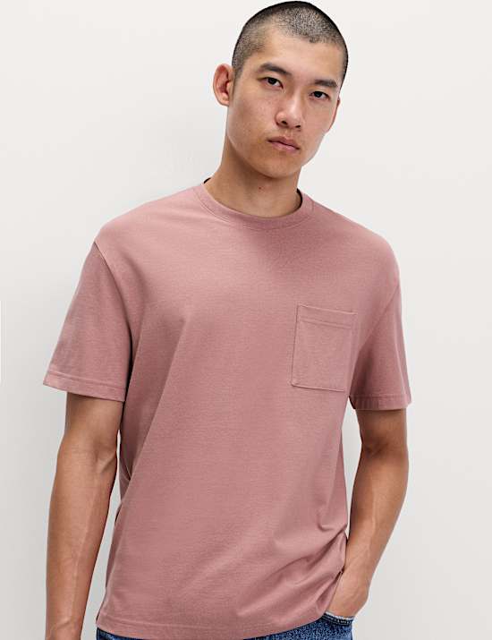 Puur katoenen, middelzwaar T-shirt met zakje