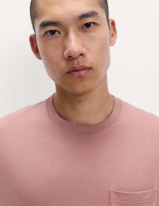 Puur katoenen, middelzwaar T-shirt met zakje