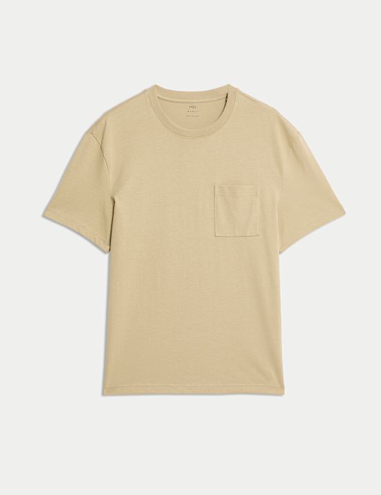 Mittelschweres T-Shirt aus reiner Baumwolle mit Tasche