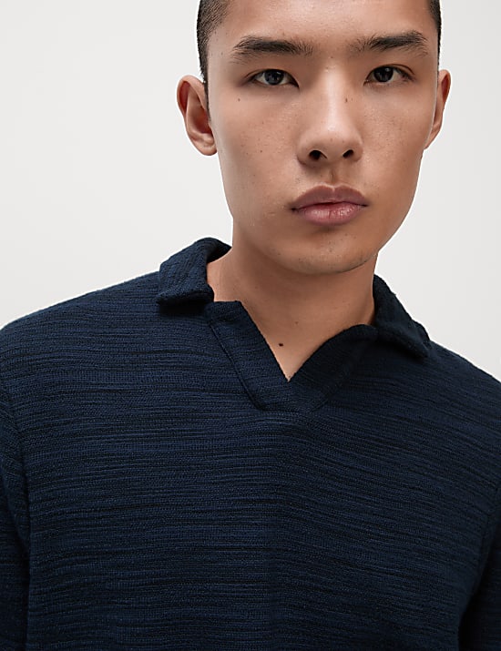 Polo en coton textur&eacute;