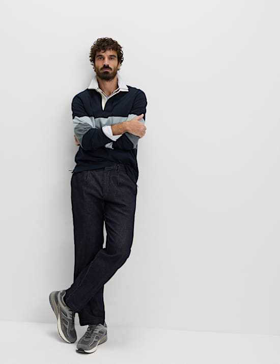 Gestreiftes Rugby-Hemd aus reiner Baumwolle