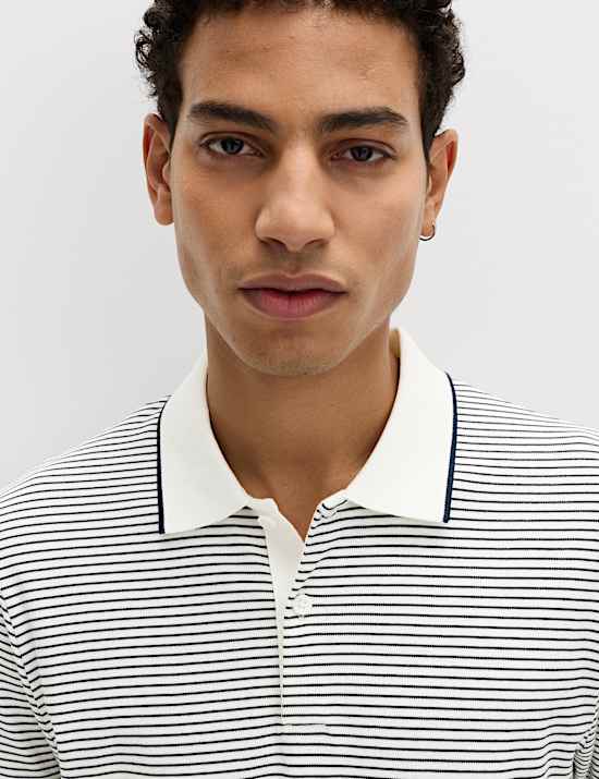 Pure Cotton Striped Polo Shirt
