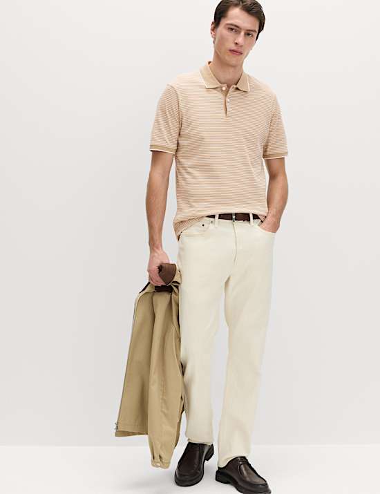 Pure Cotton Striped Polo Shirt