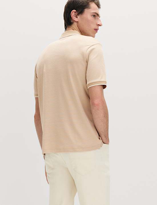 Pure Cotton Striped Polo Shirt
