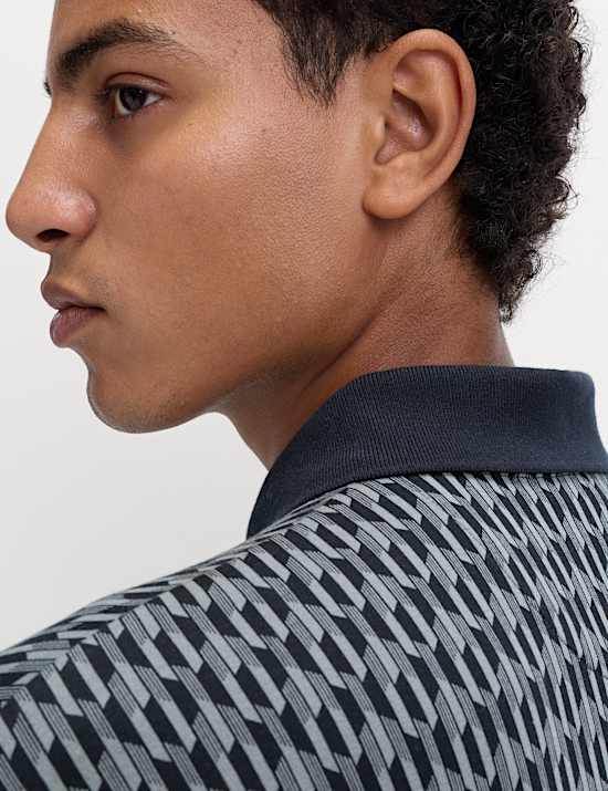 Puur katoenen polo met geometrische print
