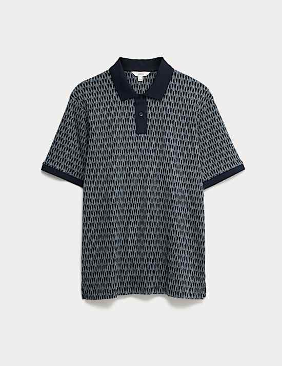 Puur katoenen polo met geometrische print