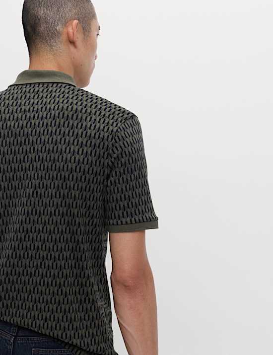 Polo s geometrick&yacute;m potiskem, ze 100% bavlny