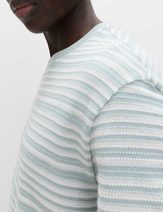 Relaxed Fit Cotton Rich Textured Striped T-Shirt