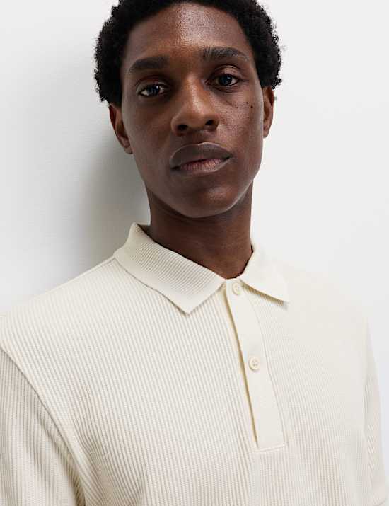 Pure Cotton Textured Polo Shirt