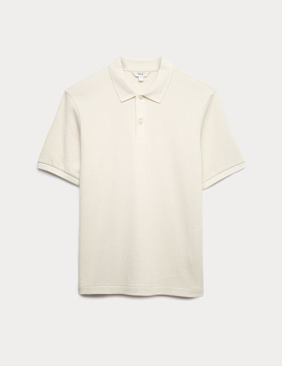 Pure Cotton Textured Polo Shirt