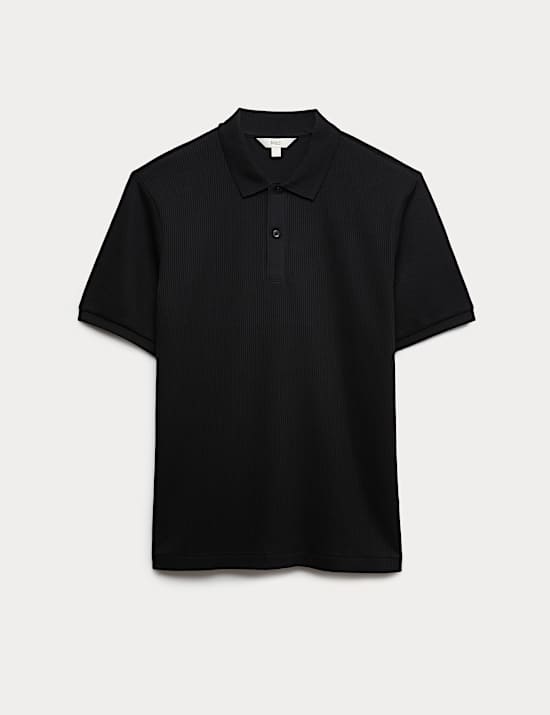 Pure Cotton Textured Polo Shirt