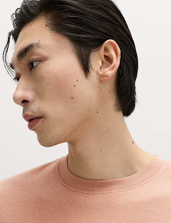 Camiseta de m&aacute;ximo rendimiento de algod&oacute;n a rayas