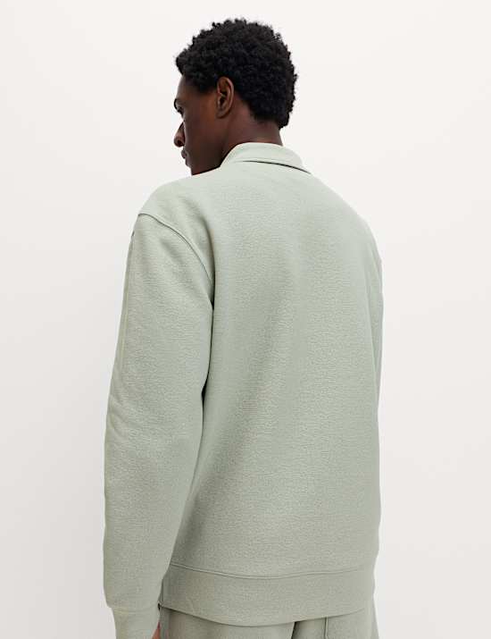 Atasan Ritsleting Pendek Bahan Pique Katun Campuran